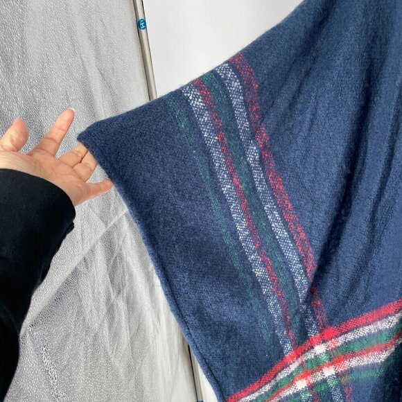 NWT Free People Wren Poncho Cape Blanket Wrap Blue Striped Fringed OSFM - Picture 9 of 12